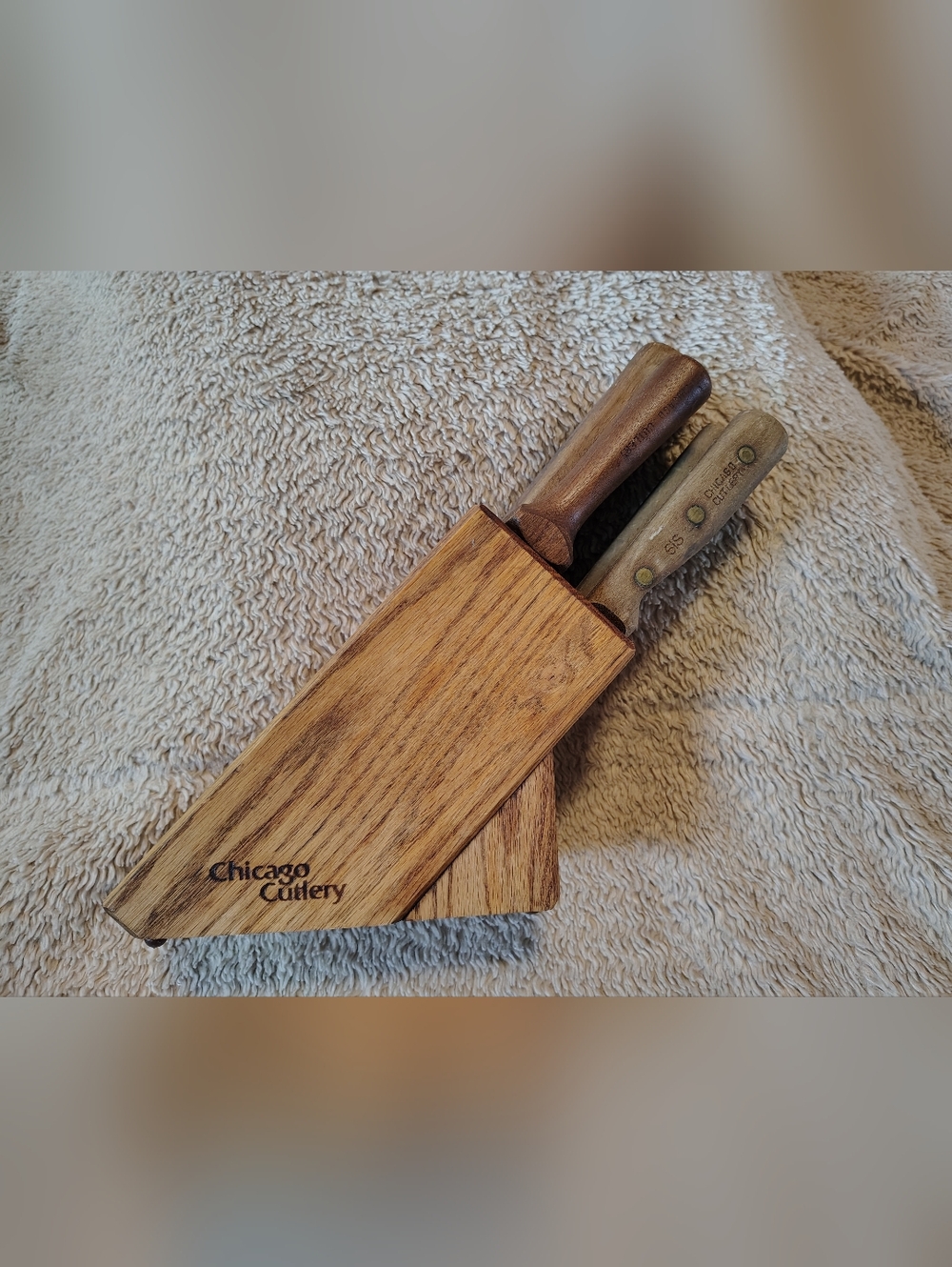 Chicago Cutlery Vintage Wooden Handle Kitchen Knife Set With Knife Block 6 Piece